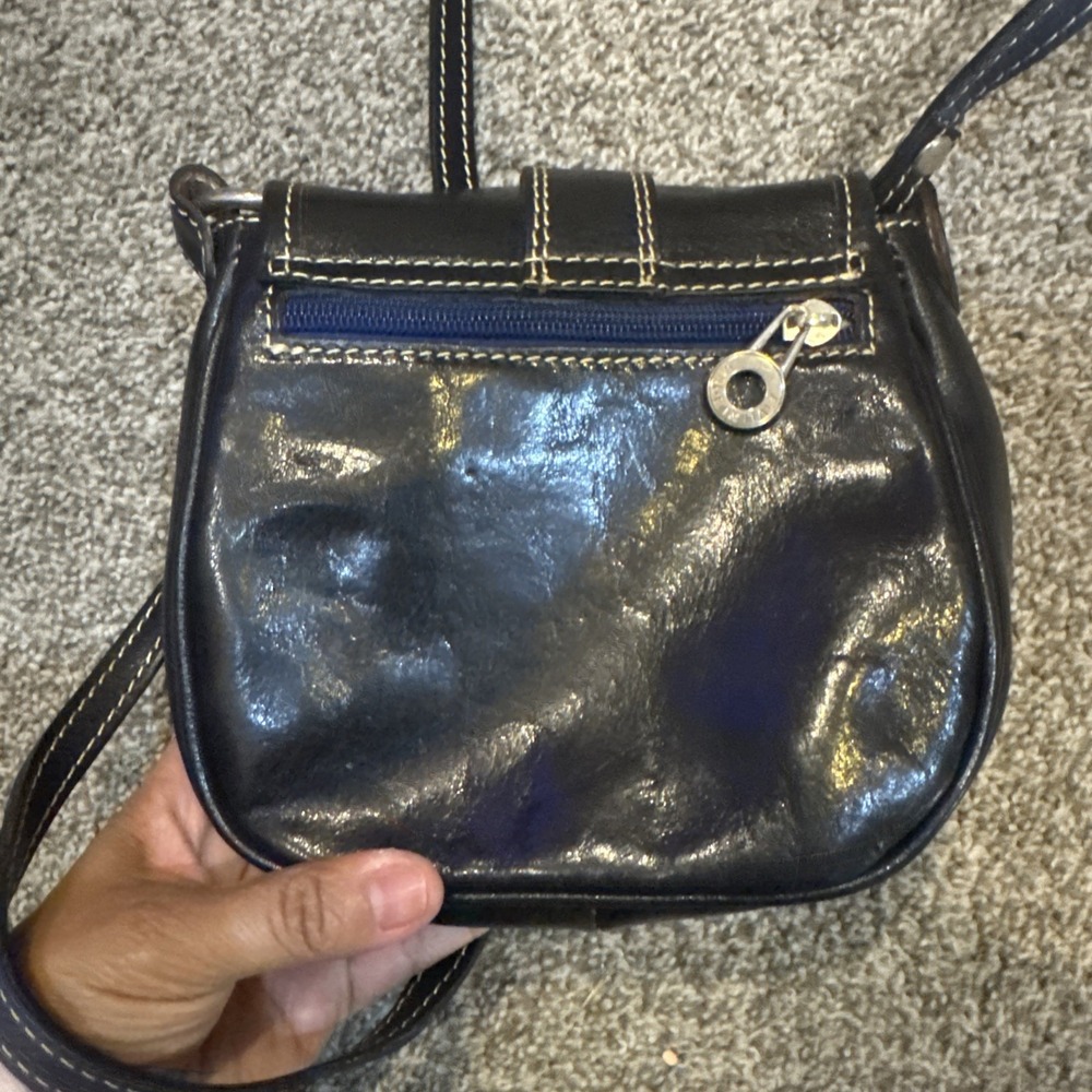 Vera‎ Pelle Italian Leather Black  Crossbody Bag - Picture 3 of 11